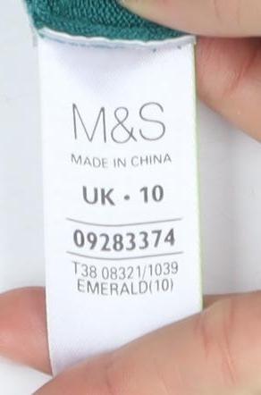 Marks and Spencer Women's Green V-Neck Sweater Size 10
