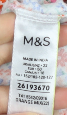 Marks and Spencer Women's Multicoloured Floral Top, Size 22