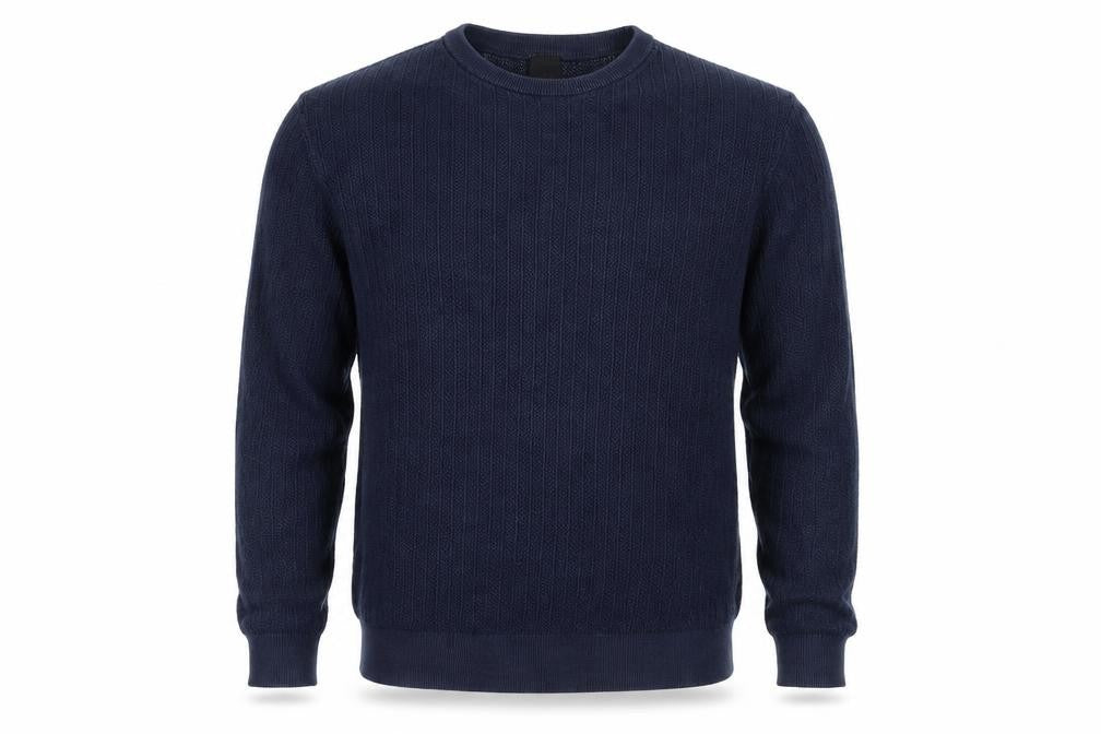 Front view of H&M Men's Blue Cable-Knit jumper M