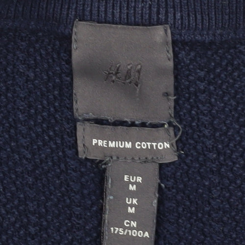 H&M Men's Blue Cable-Knit Pullover Jumper M