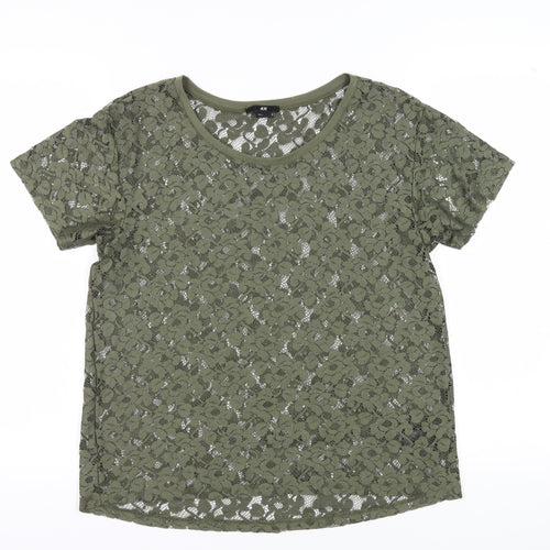 H&M Women's Green Lace T-Shirt, Size S