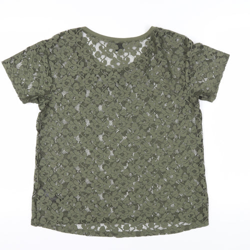 H&M Women's Green Lace T-Shirt, Size S