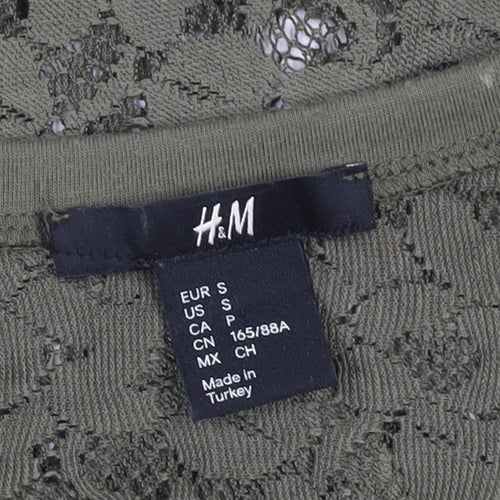H&M Women's Green Lace T-Shirt, Size S