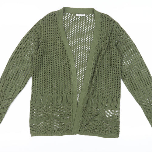 Damart Women's Green Open-Knit Cardigan V-Neck S