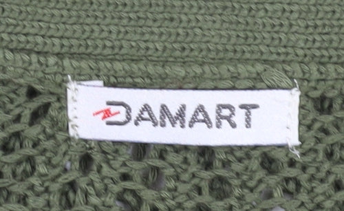 Damart Women's Green Open-Knit Cardigan V-Neck S