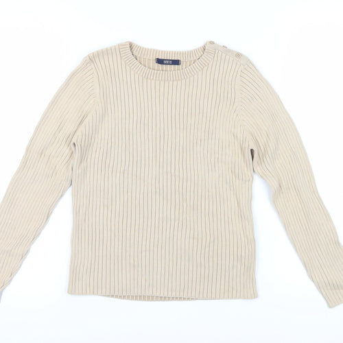 Marks & Spencer Beige Cotton Pullover Jumper - Size 12