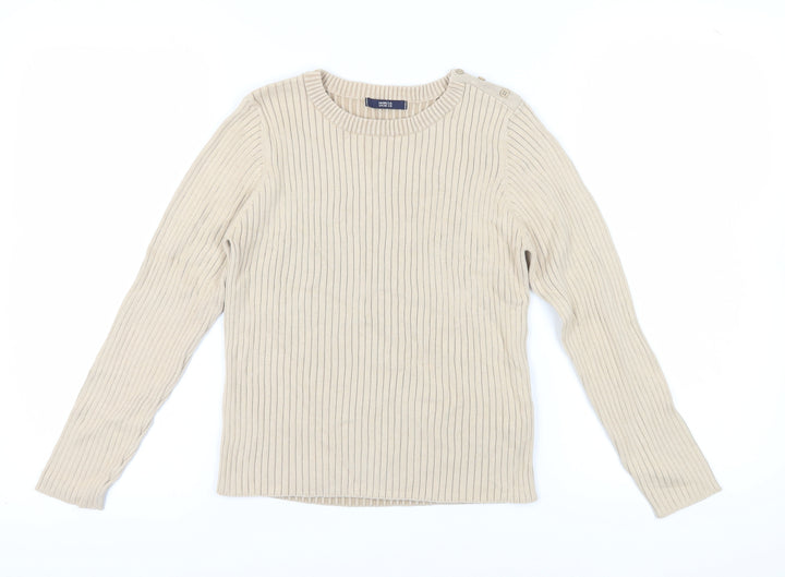Marks & Spencer Beige Cotton Pullover Jumper - Size 12