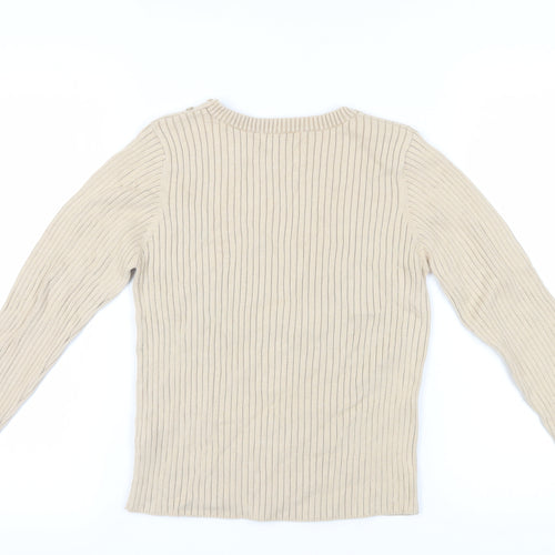 Marks & Spencer Beige Cotton Pullover Jumper - Size 12