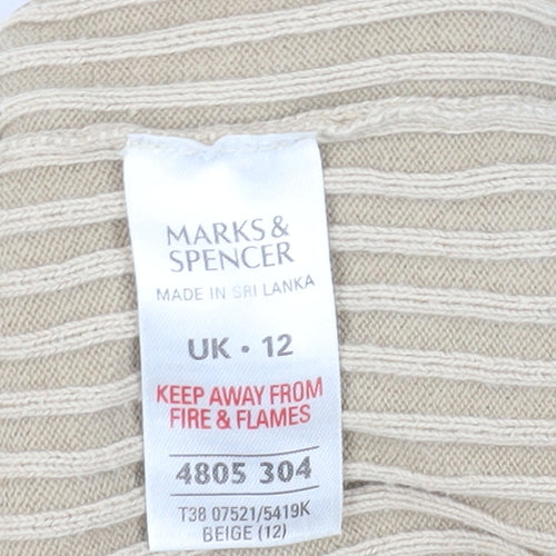 Marks & Spencer Beige Cotton Pullover Jumper - Size 12