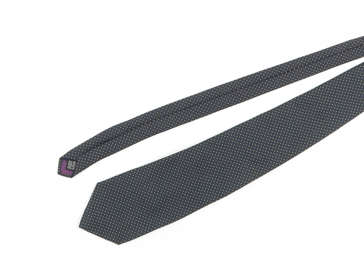 Harrods Men's Black Silk Polka Dot Tie