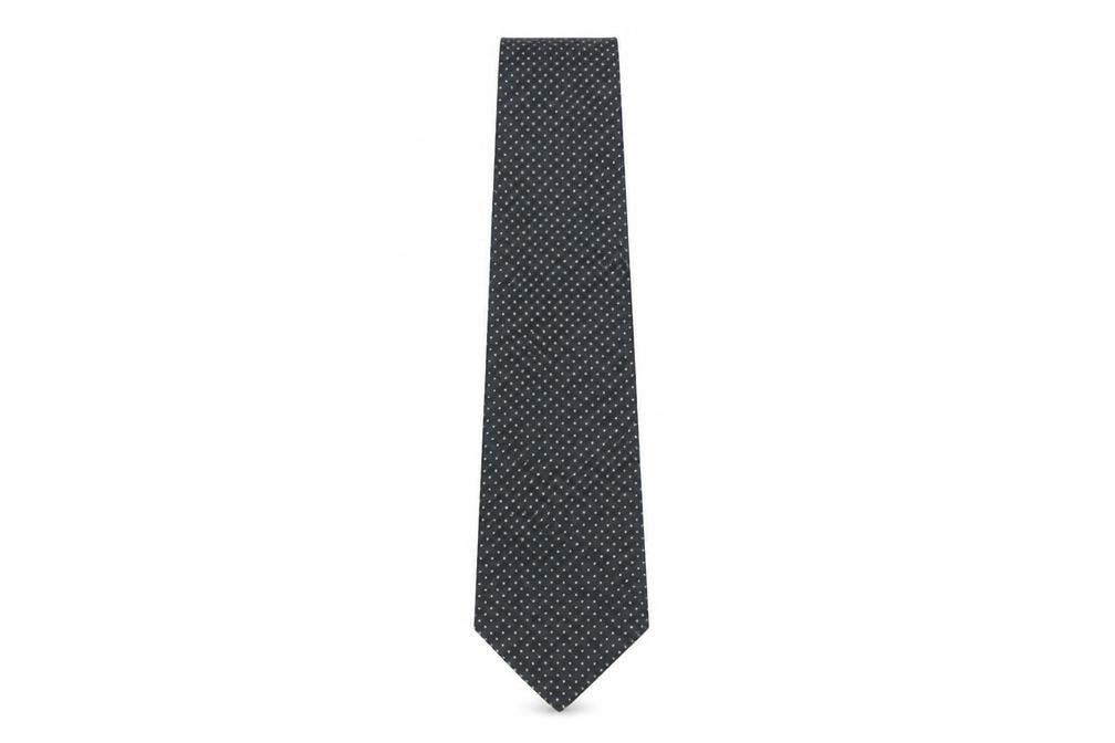Front view of Harrods Men's Black Silk Polka Dot Tie