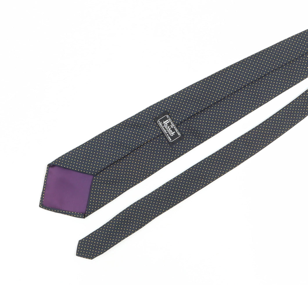 Harrods Men's Black Silk Polka Dot Tie