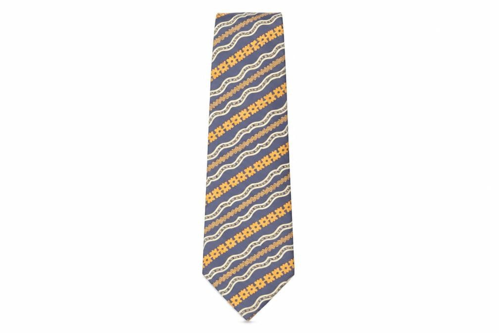 Front view of MAN's Geometric Blue Orange Silk Men's Tie