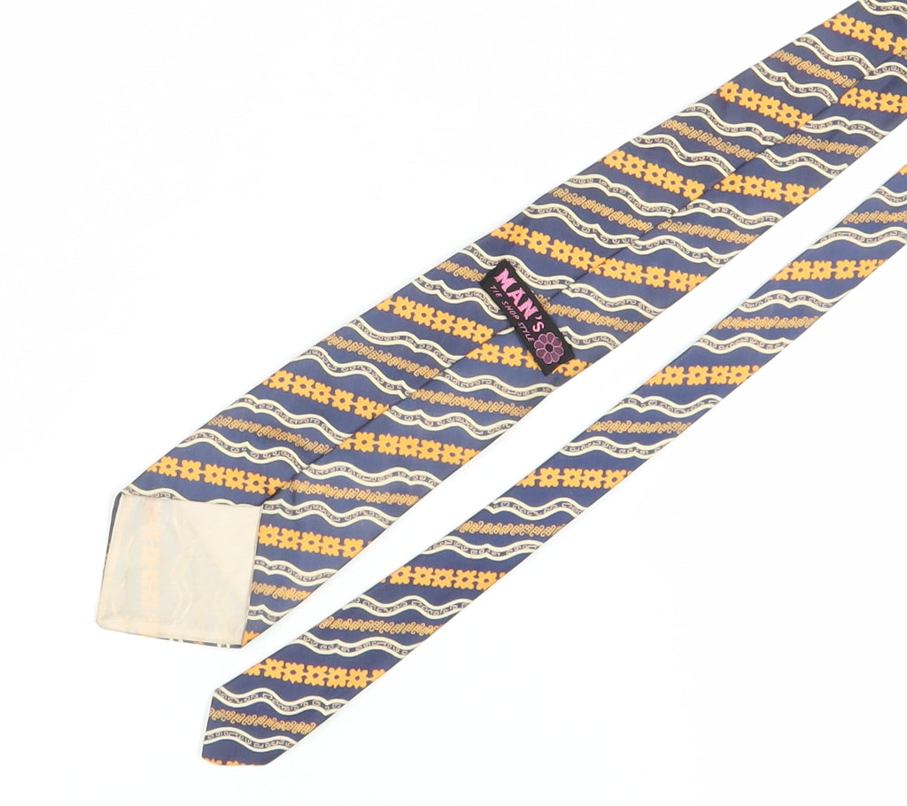 MAN's Geometric Blue Orange Silk Men's Tie