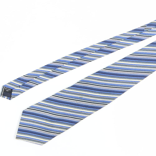 D'Allenb Men's Blue Striped Silk Tie