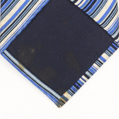 D'Allenb Men's Blue Striped Silk Tie