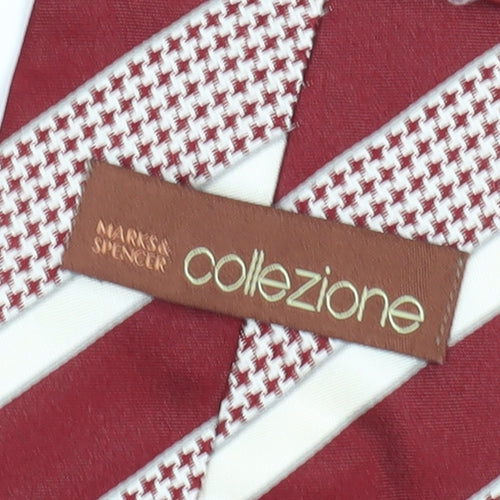 Marks and Spencer Men's Red Striped Silk Tie
