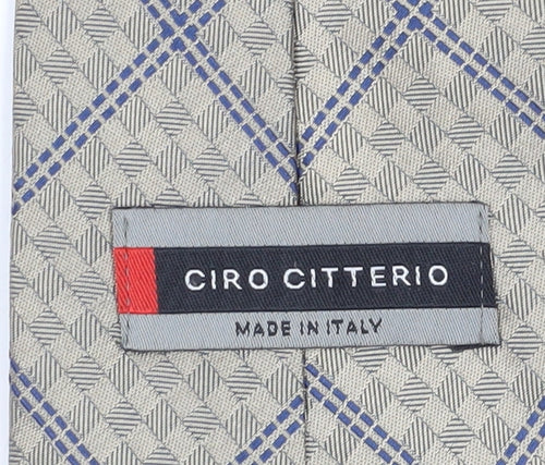 Ciro Citterio Beige Silk Men's Tie, Geometric Pattern