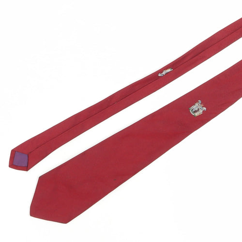 T M Lewin Men's Red Silk Tie with Logo Accent