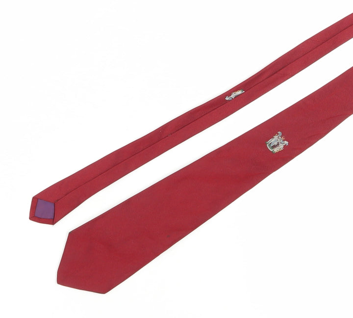 T M Lewin Men's Red Silk Tie with Logo Accent