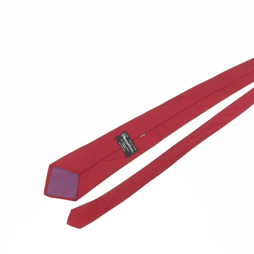 T M Lewin Men's Red Silk Tie with Logo Accent