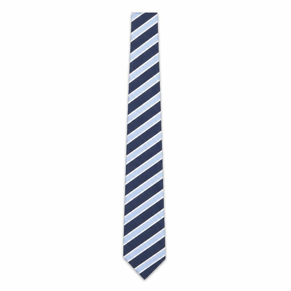 Front view of Marks & Spencer Men's Blue Silk Striped Slim Tie