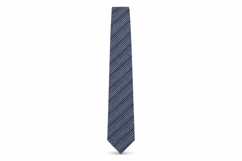 Front view of TieRack Men's Blue Geometric Slim Tie