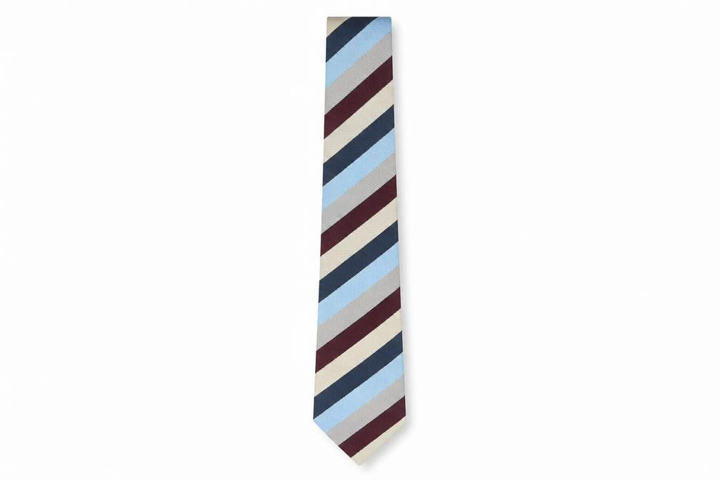Front view of Marks & Spencer Men's Blue Striped Silk Tie