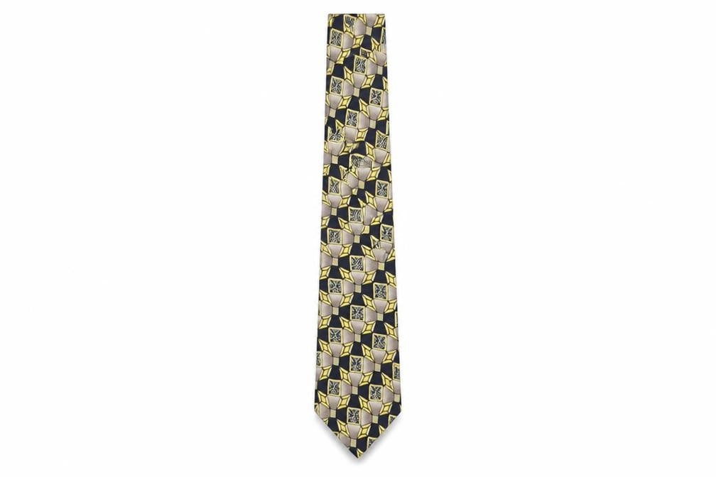 Front view of D'Alembic Men's Multicoloured Silk Geometric Tie