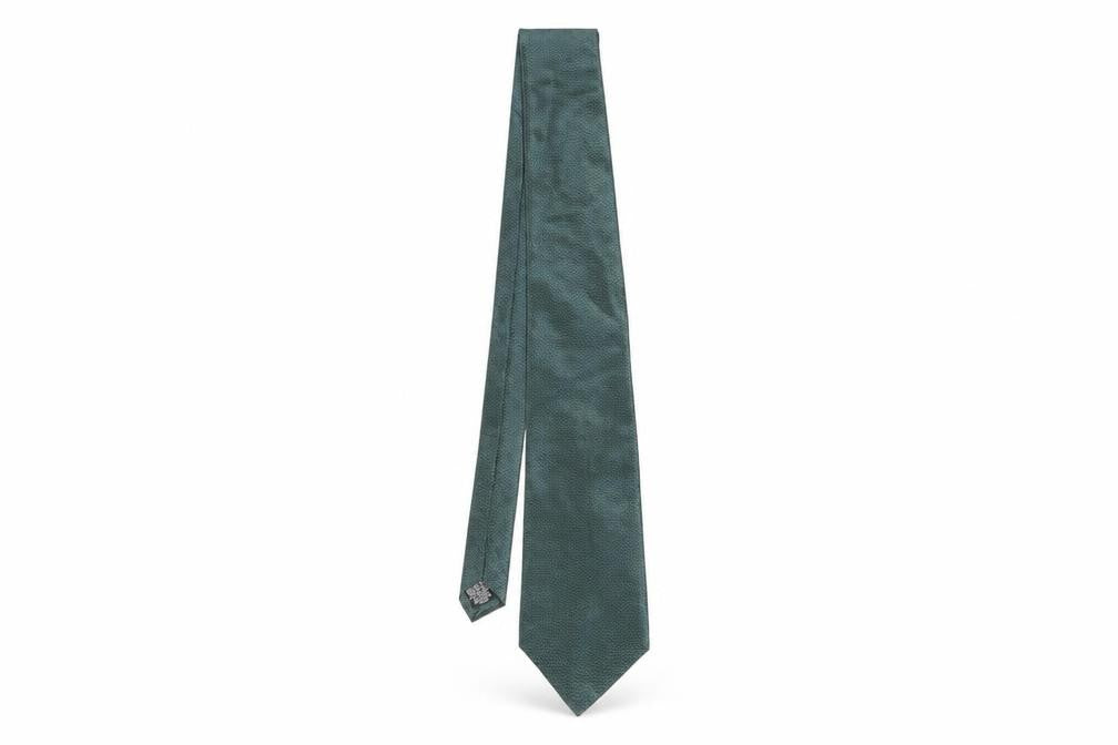 Front view of Carlo Colombo Green Silk Geometric Men's Tie