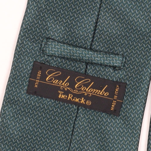 Carlo Colombo Green Silk Geometric Men's Tie