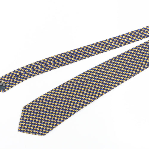 Jaeger Men's Blue Yellow Geometric Silk Tie