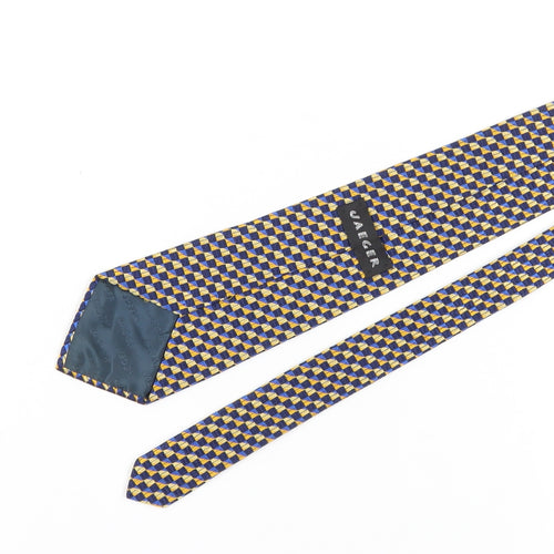 Jaeger Men's Blue Yellow Geometric Silk Tie
