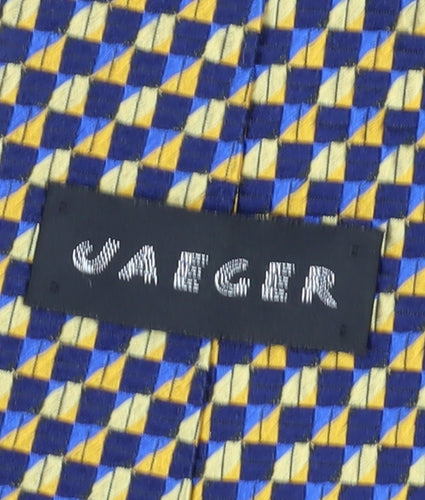 Jaeger Men's Blue Yellow Geometric Silk Tie