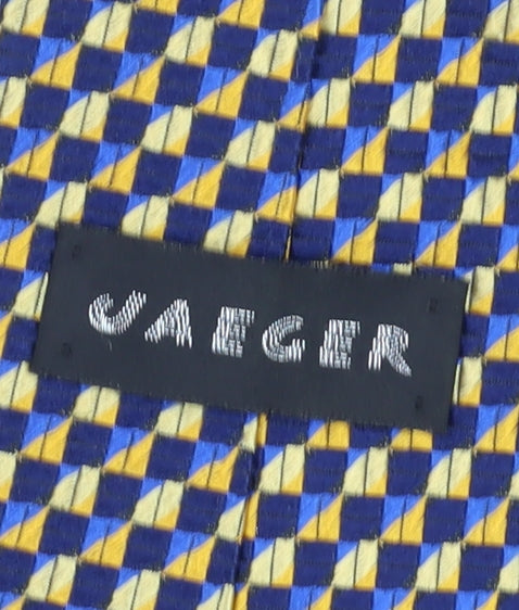 Jaeger Men's Blue Yellow Geometric Silk Tie