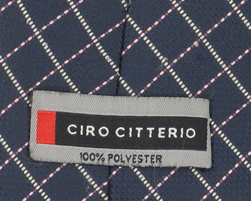 Ciro Citterio Men's Blue Plaid Tie One Size