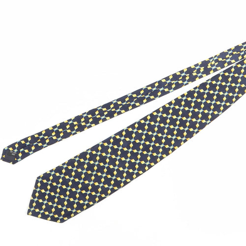 D'Alembert Men's Blue Geometric Silk Designer Tie