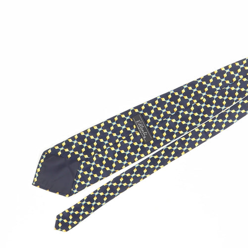 D'Alembert Men's Blue Geometric Silk Designer Tie