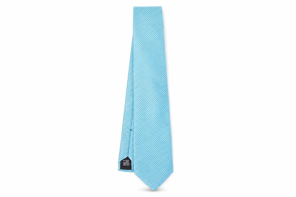 Front view of Perry Ellis Aqua Slim Silk Men's Tie Geometric Pattern