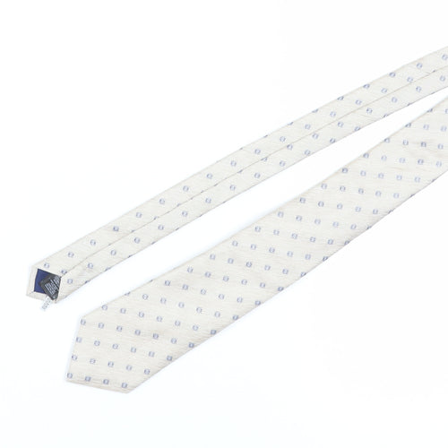 Marks and Spencer Beige Geometric Silk Wool Slim Tie