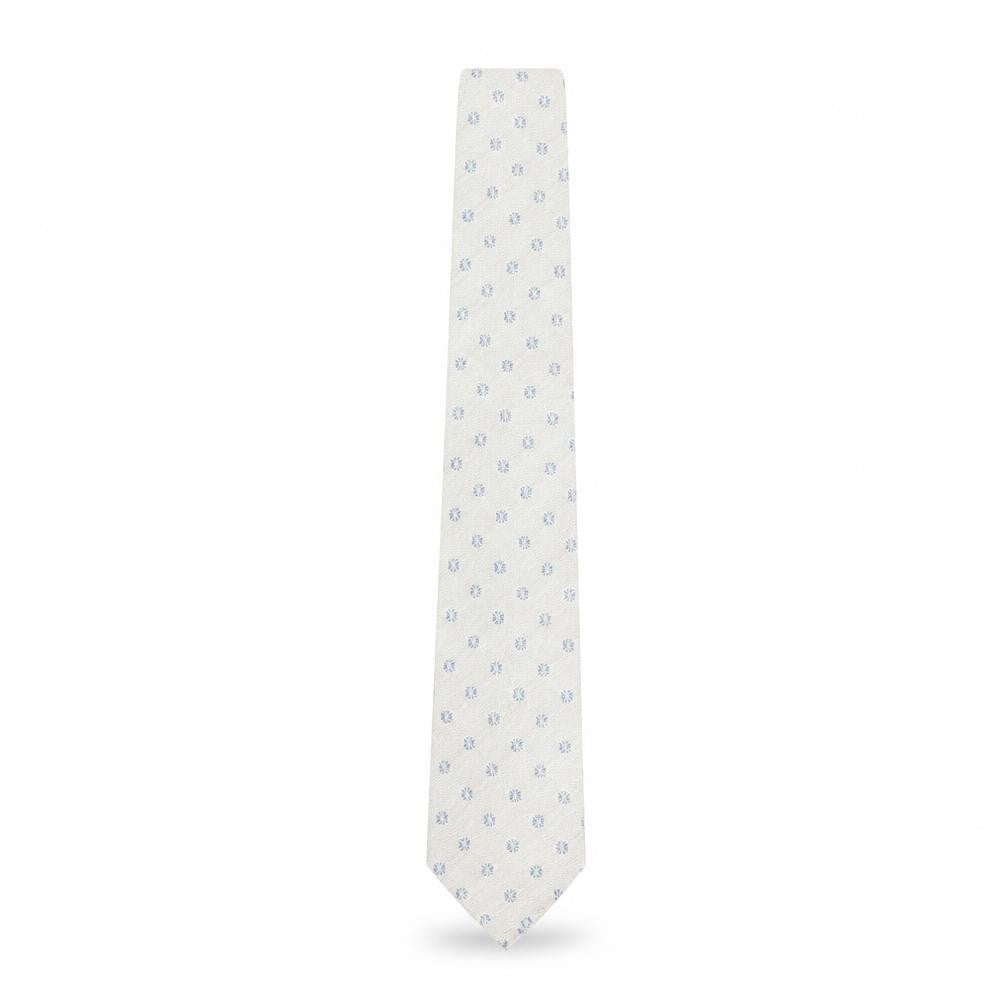 Front view of Marks & Spencer Beige Geometric Silk Wool Slim Tie
