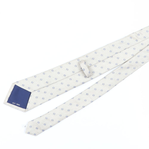 Marks and Spencer Beige Geometric Silk Wool Slim Tie