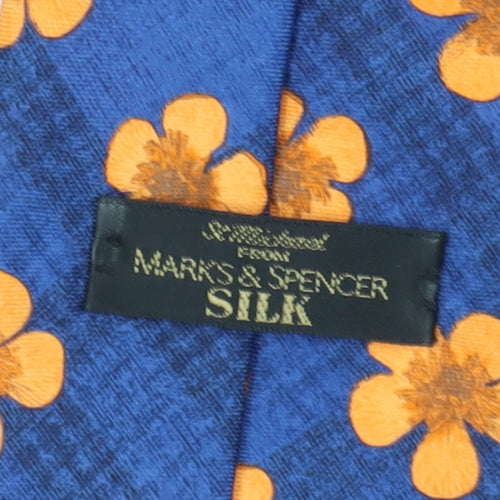 Marks and Spencer Silk Blue Floral Men's Tie
