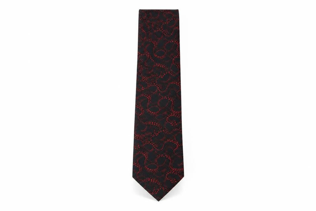 Italiano Neckwear Men's Black Silk Tie Geometric Design