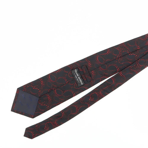 Italiano Neckwear Men's Black Silk Tie Geometric Design