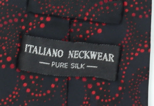 Italiano Neckwear Men's Black Silk Tie Geometric Design