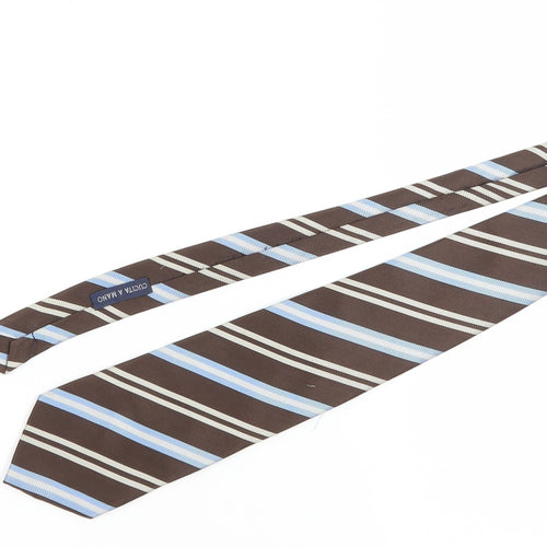 Maria's Men's Brown Blue Striped Silk Tie