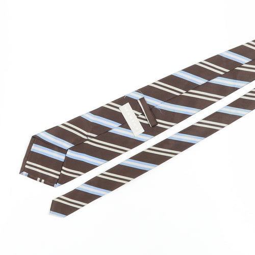 Maria's Men's Brown Blue Striped Silk Tie