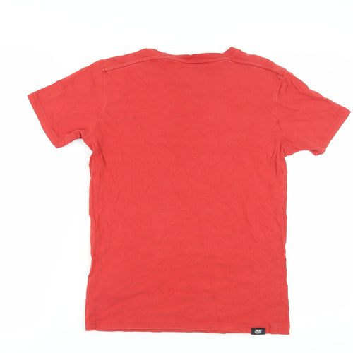 5DSL Men's Red Graphic Print Cotton T-Shirt