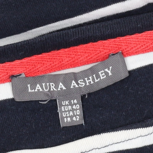 Laura Ashley Women's Blue Striped T-Shirt, Size 14